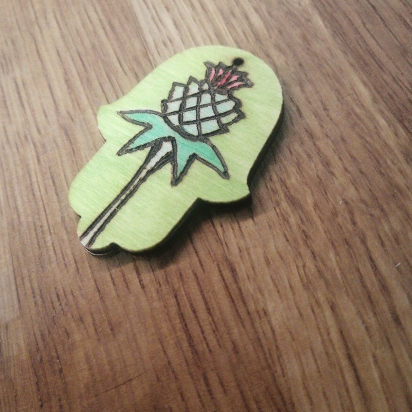 Vivid Green Hamsa & Thistle Motif