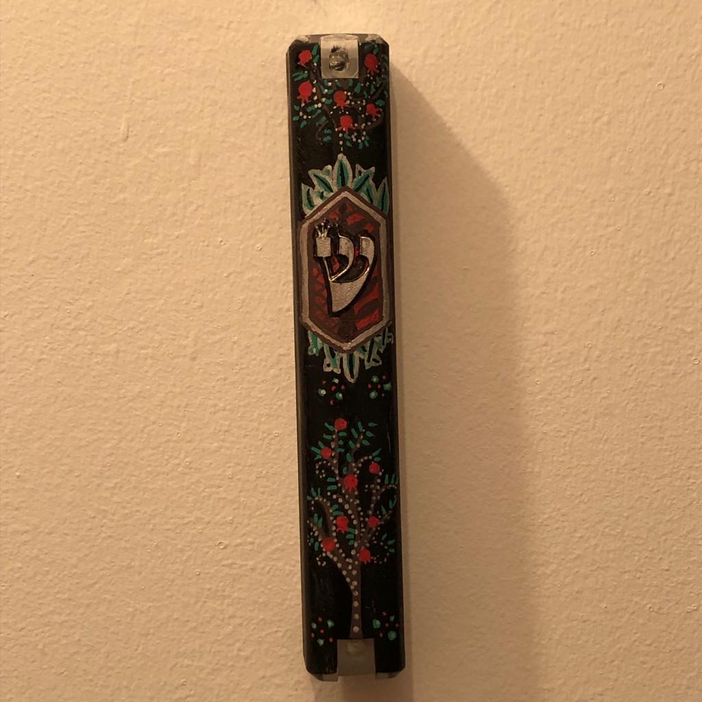 Silver & Black Pomegranate Mezuzah Case
