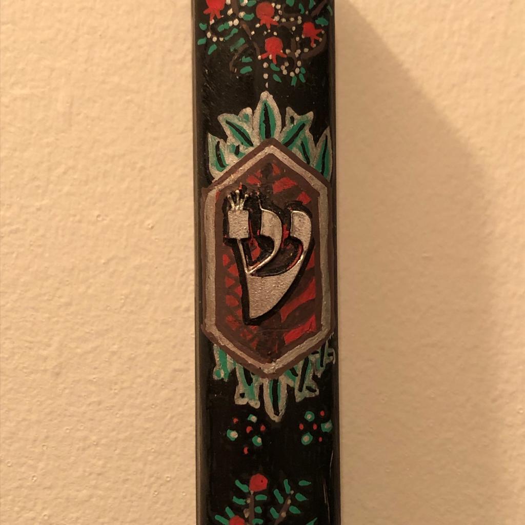 Silver & Black Pomegranate Mezuzah Case