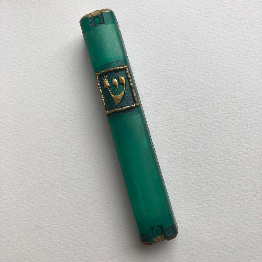 Green & Gold Celtic Knotwork Mezuzah Case