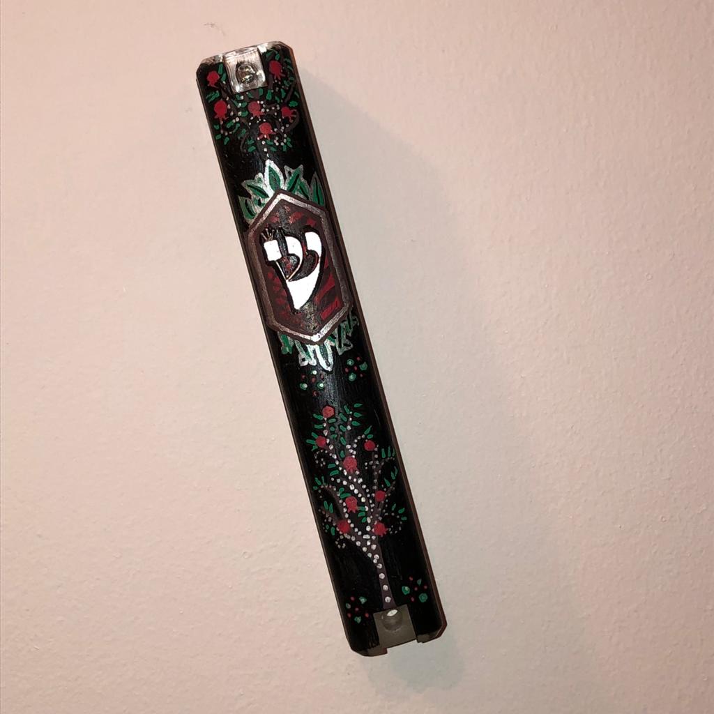 Silver & Black Pomegranate Mezuzah Case