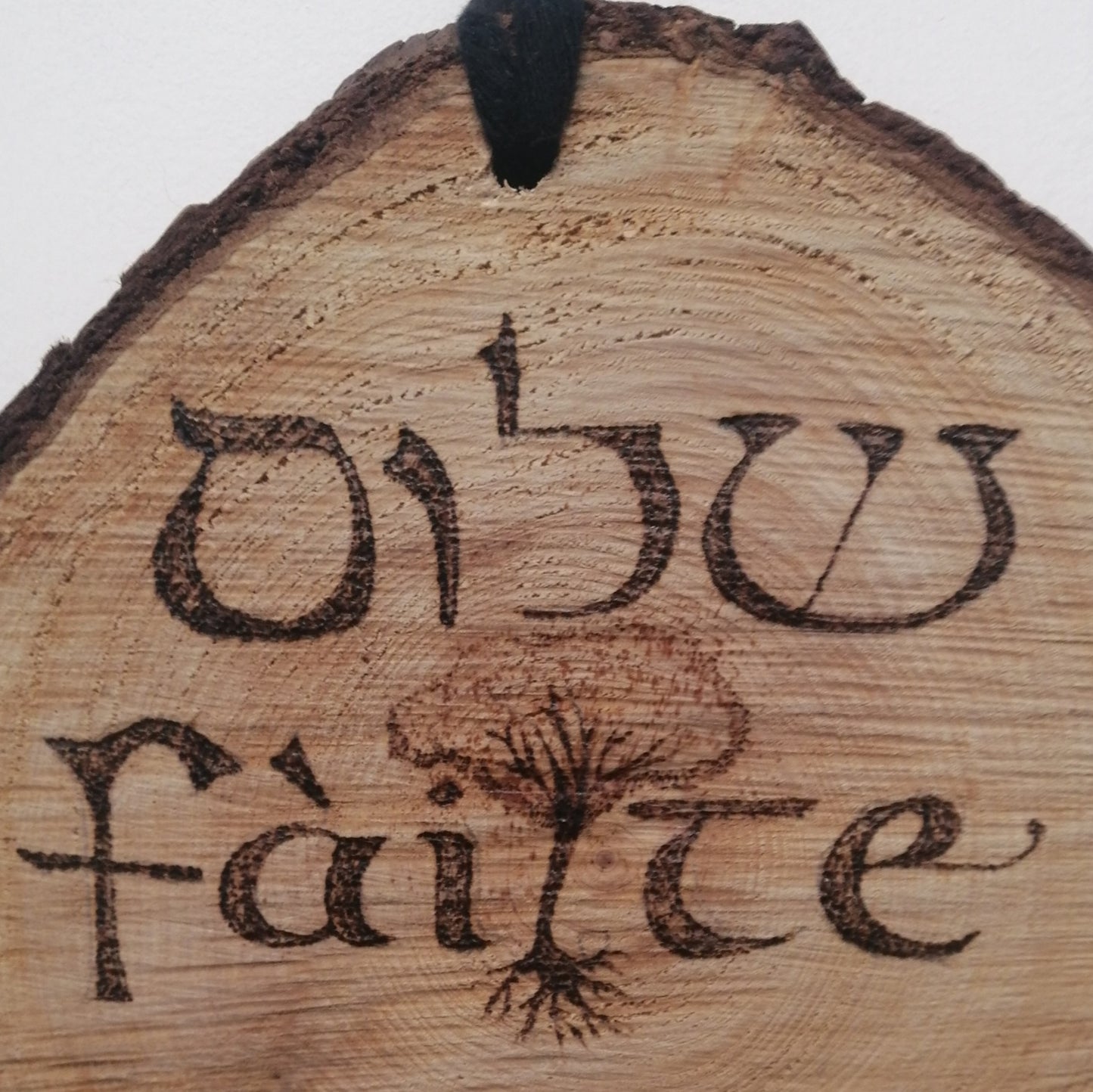 Shalom/Fàilte Hebrew/Celtic Pyrography Wall Sign (reversible)