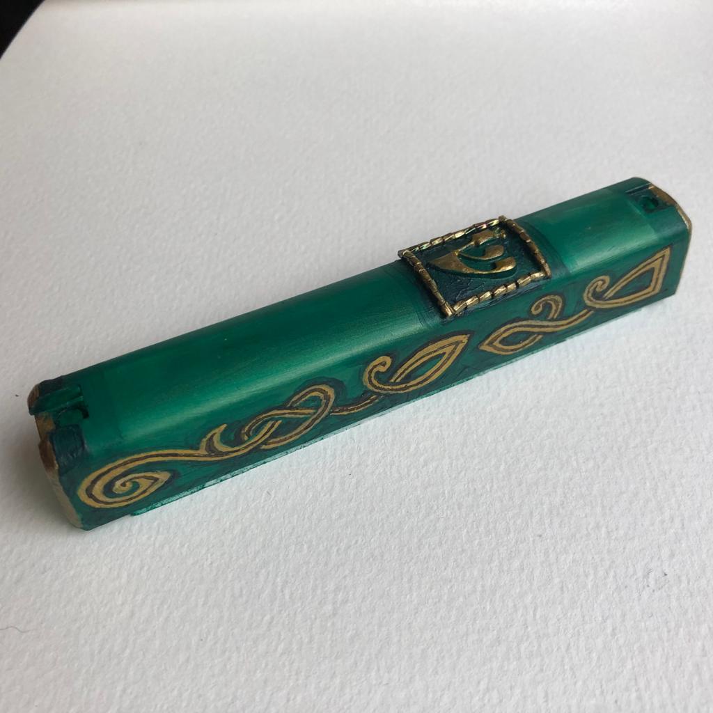 Green & Gold Celtic Knotwork Mezuzah Case