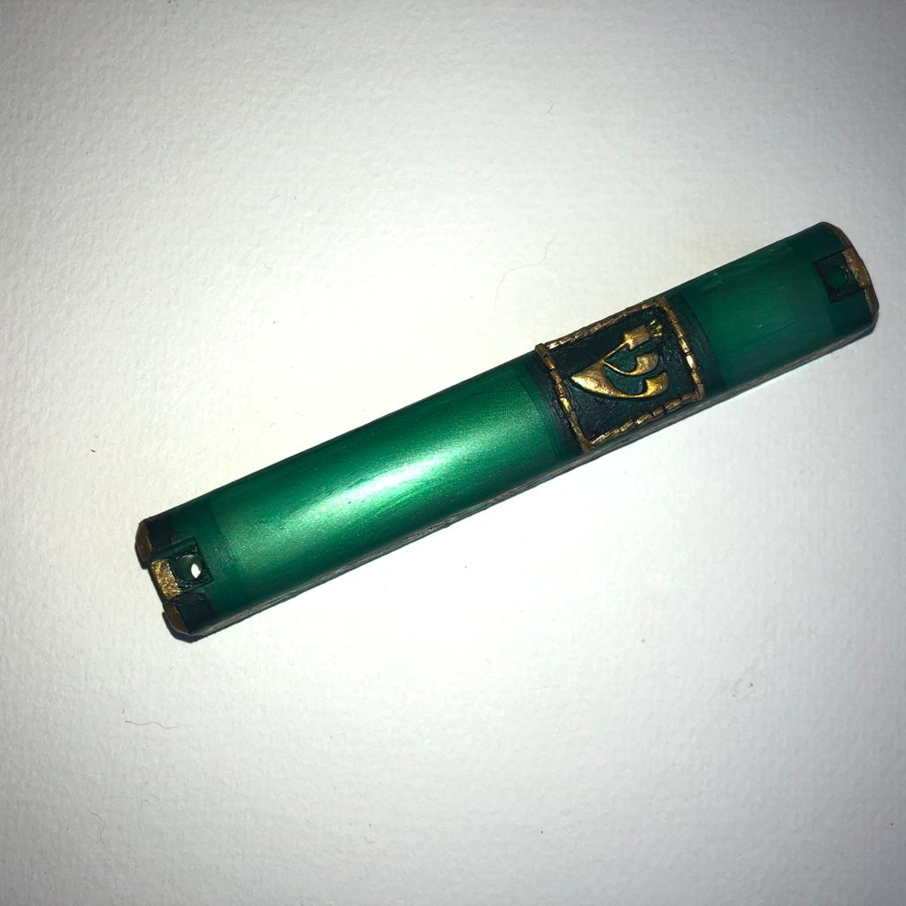 Green & Gold Celtic Knotwork Mezuzah Case