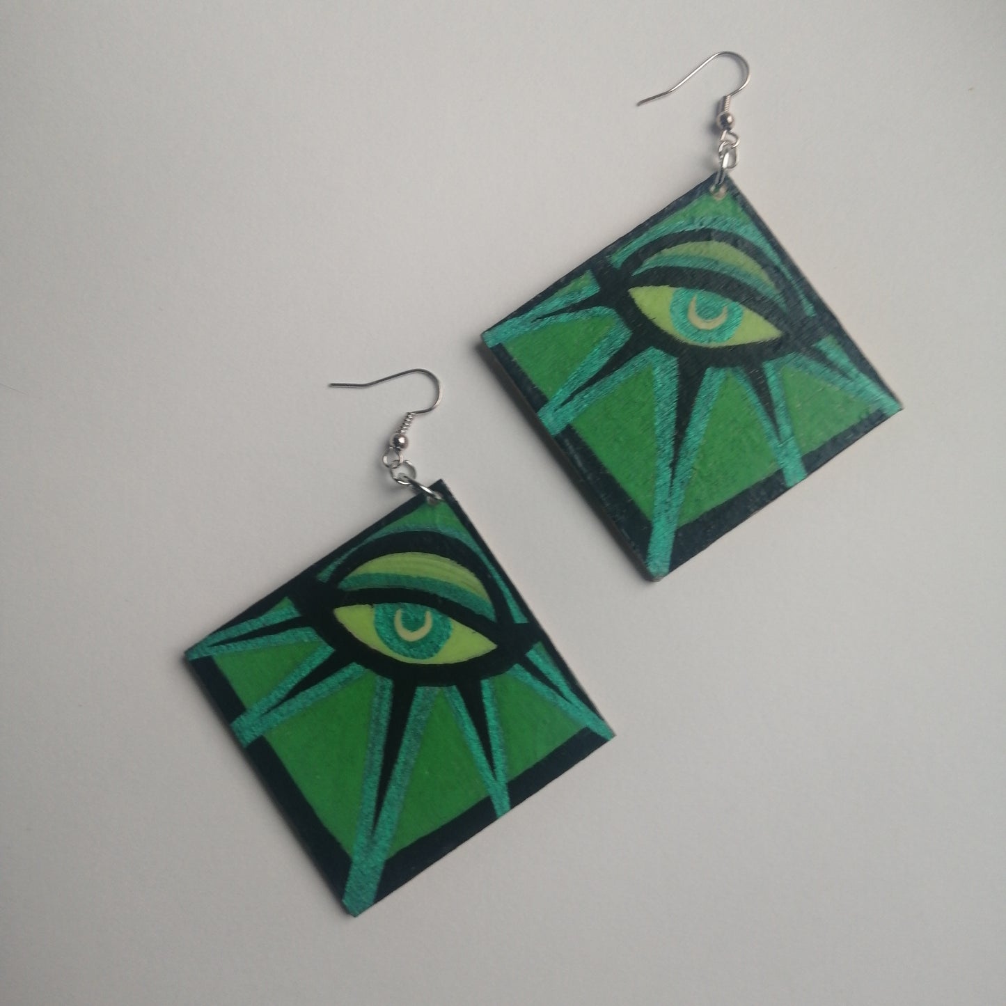 Green Eye Charm Earrings