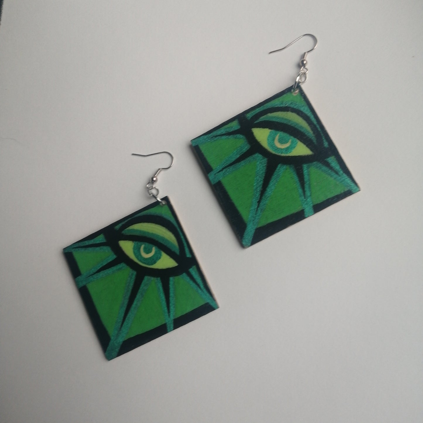 Green Eye Charm Earrings