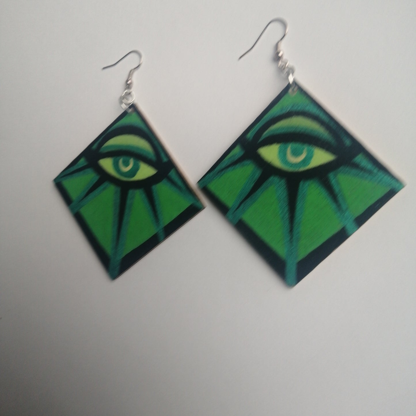 Green Eye Charm Earrings