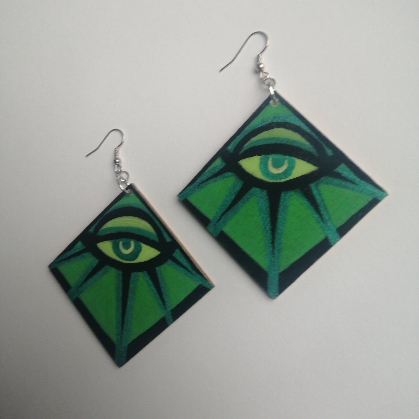 Green Eye Charm Earrings