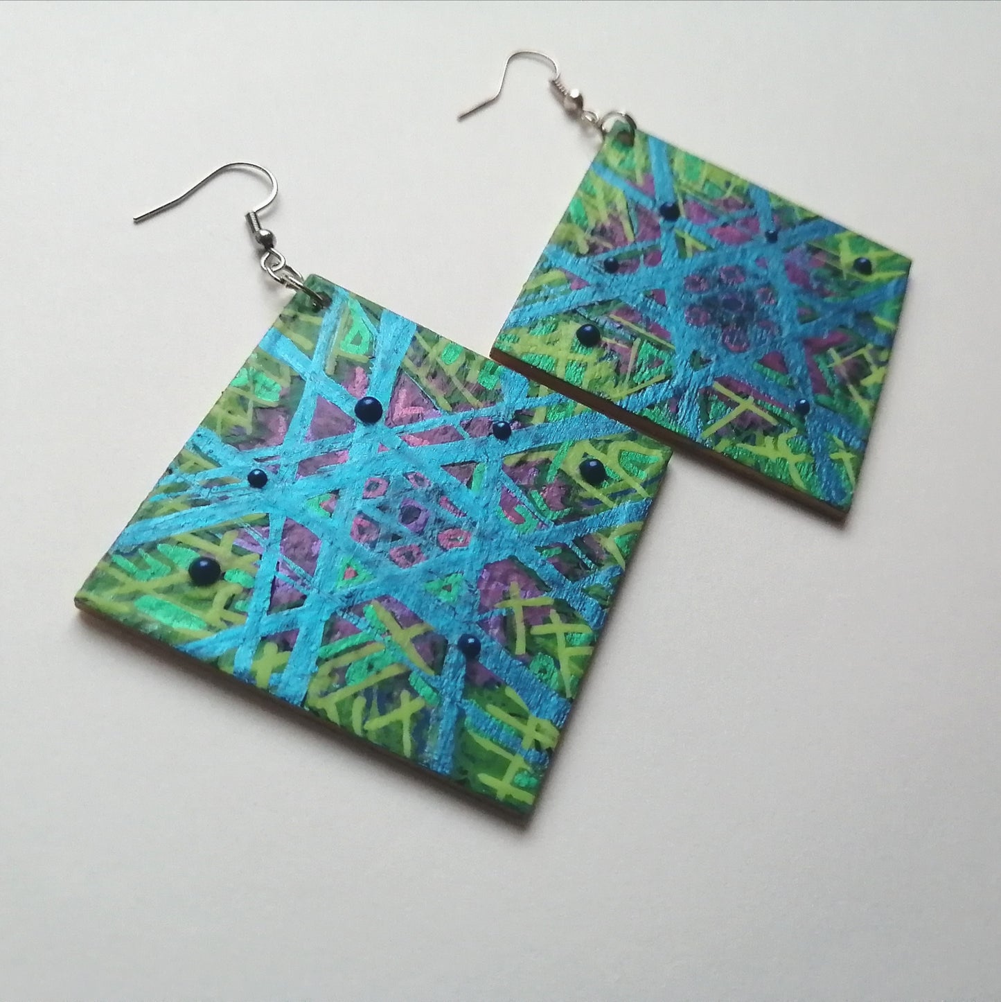 Neon Geometric Hexagram Earrings