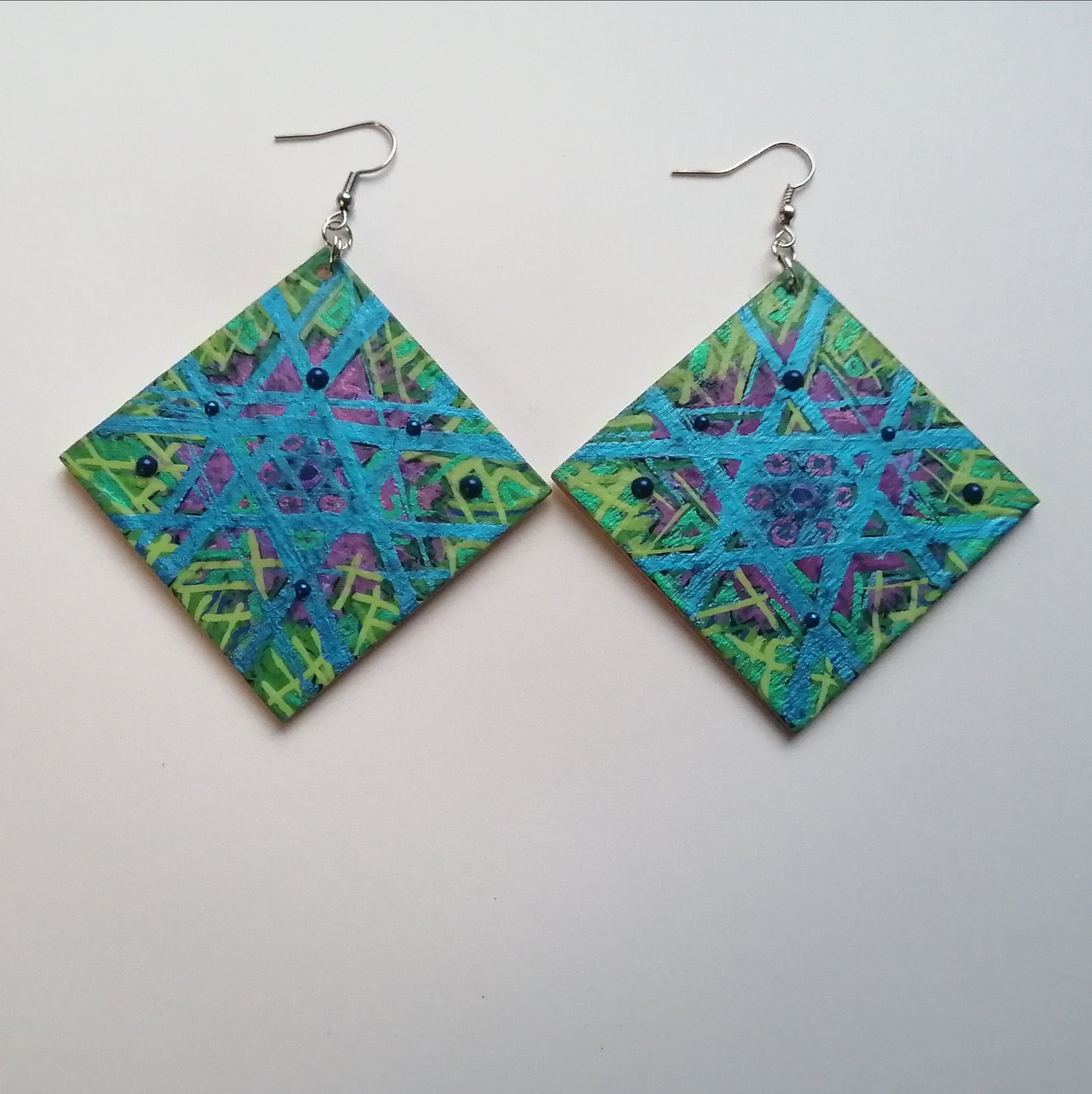 Neon Geometric Hexagram Earrings