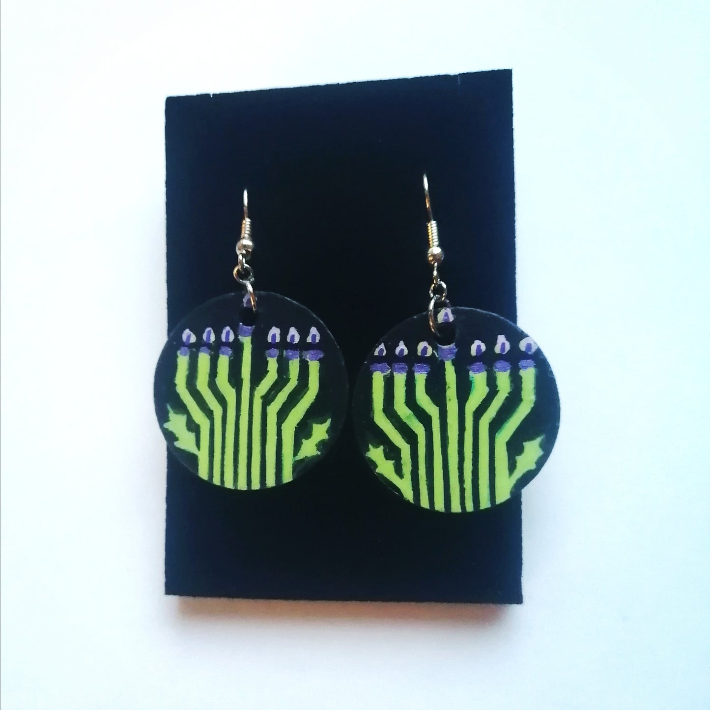 Thistle Menorah Earrings