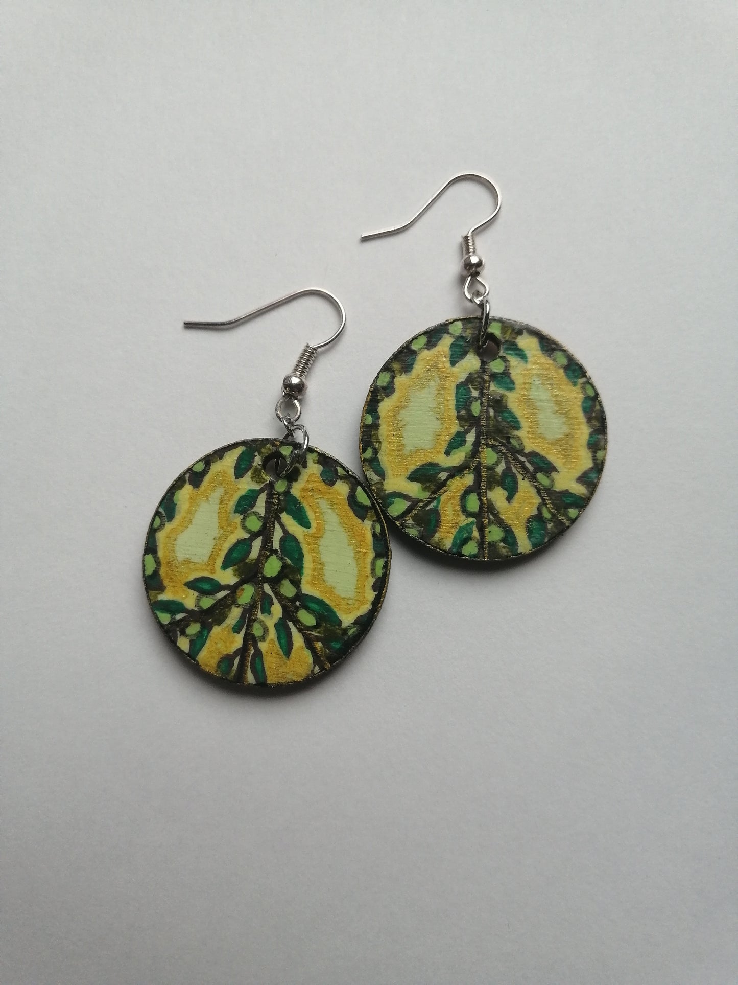 Olive Peace Sign Earrings