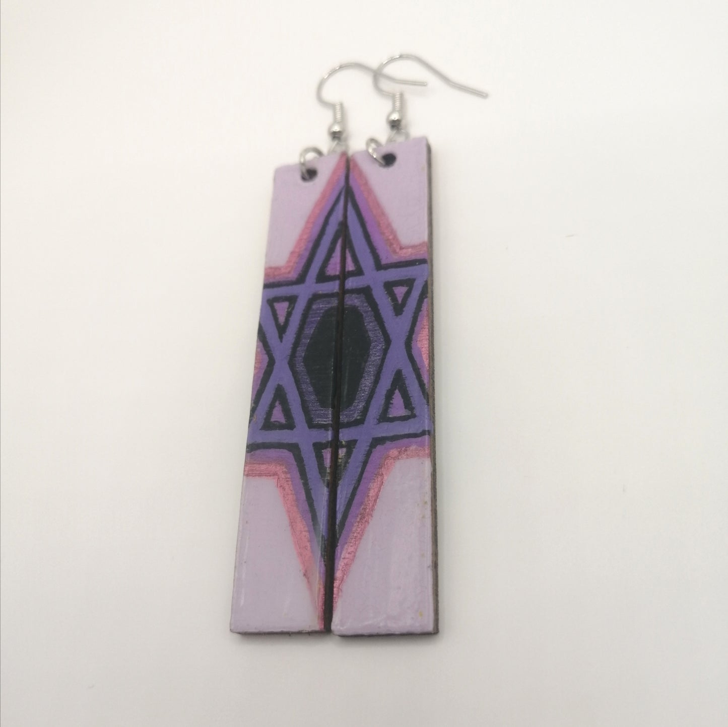 Purple Split Magen David Earrings