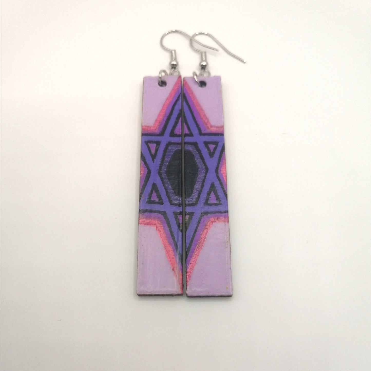 Purple Split Magen David Earrings