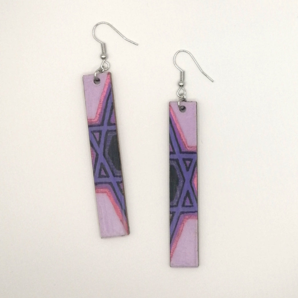 Purple Split Magen David Earrings