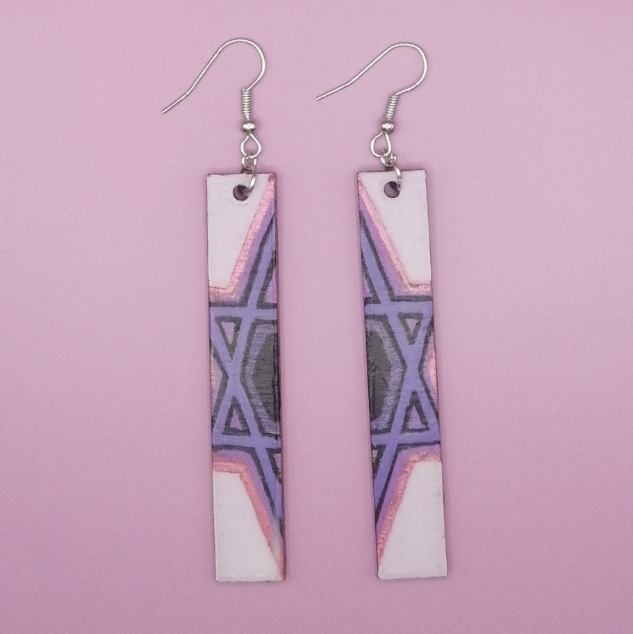 Purple Split Magen David Earrings