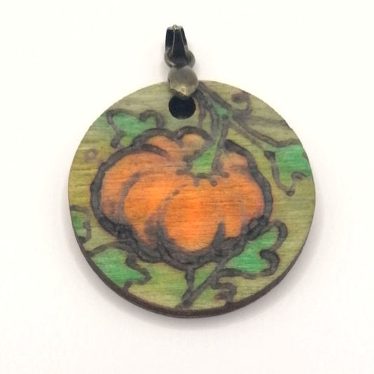 Pyrography Pumpkin Pendant