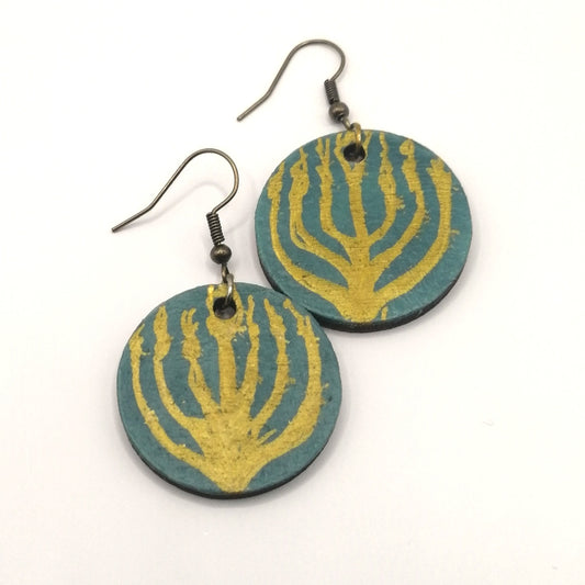 Slate & Gold Menorah Earrings