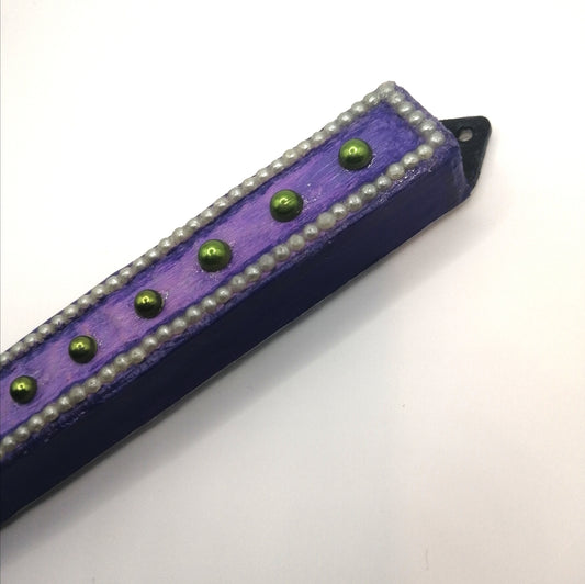 Green Beaded Purple Mezuzah Case