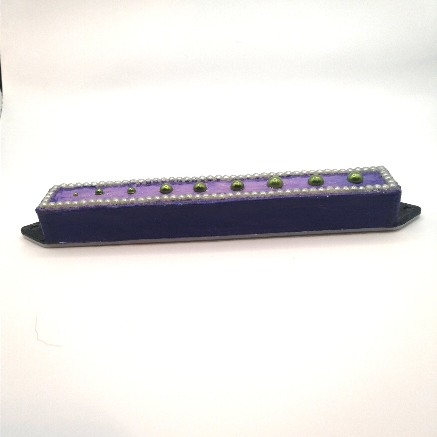 Green Beaded Purple Mezuzah Case