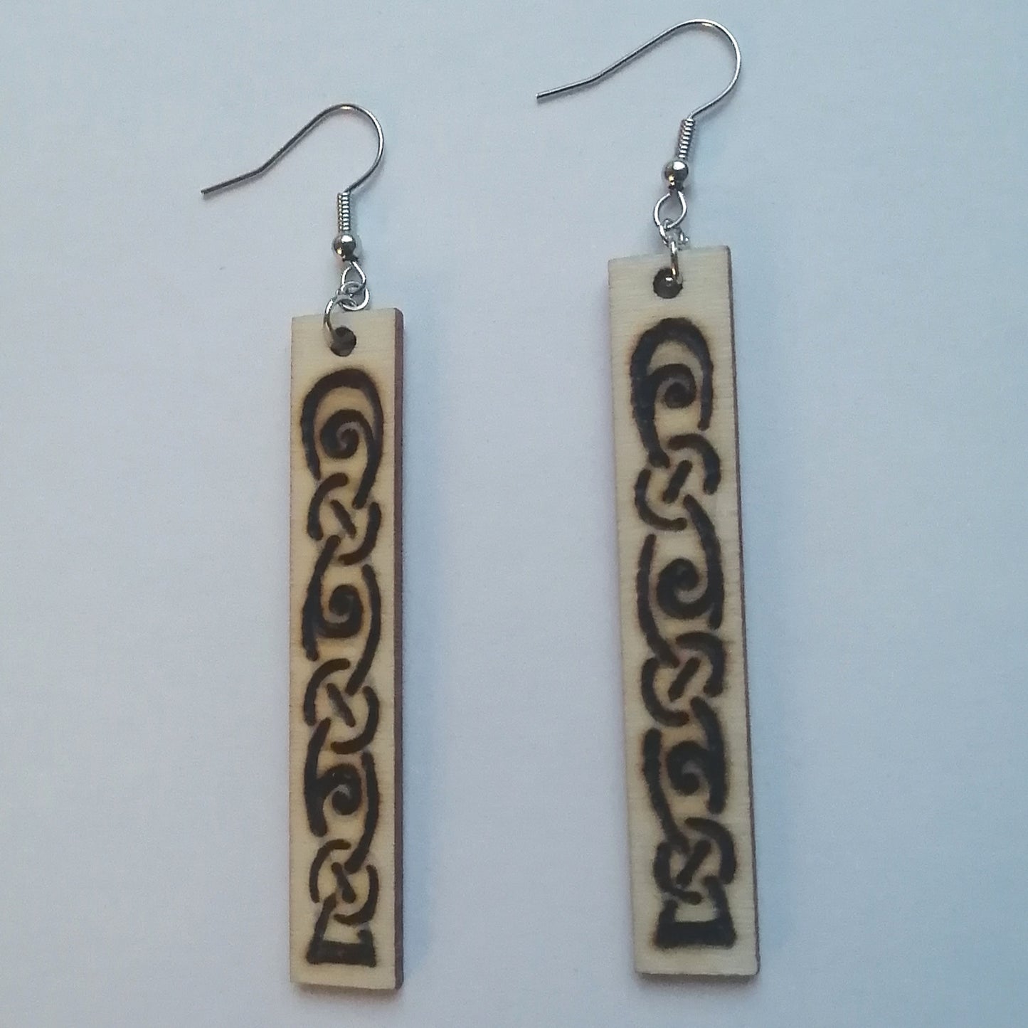 Pyrographic Celtic Knotwork Earrings