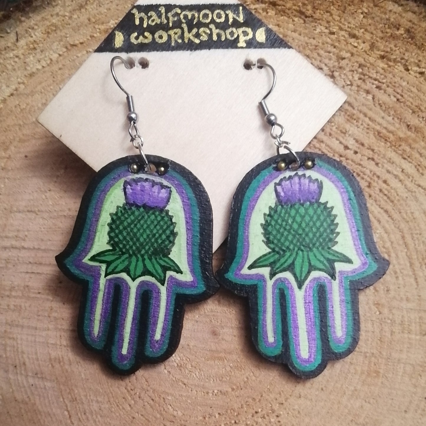 Thistle Hamsa Earrings