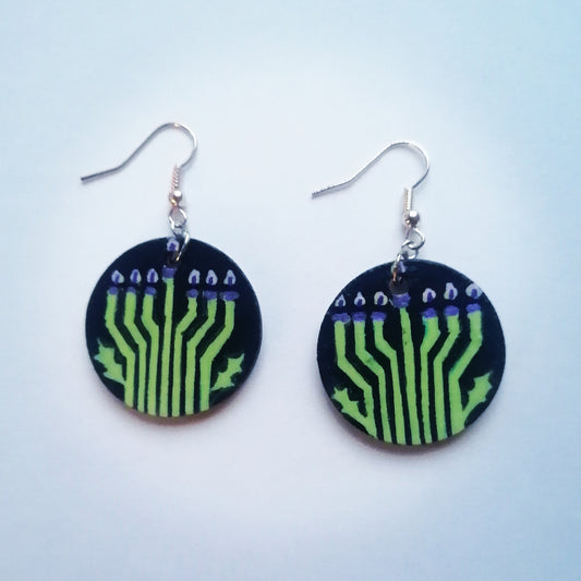 Thistle Menorah Earrings