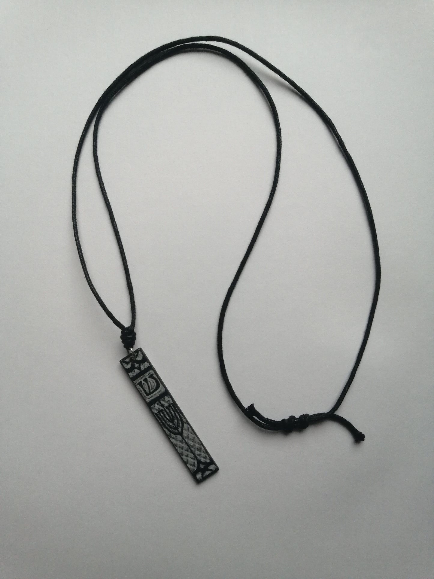 Silver & Black Mezuzah Necklace