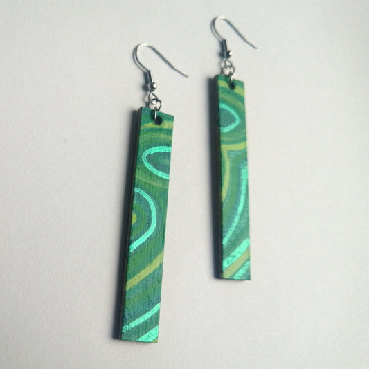 Malachite Pattern Painted Earrings