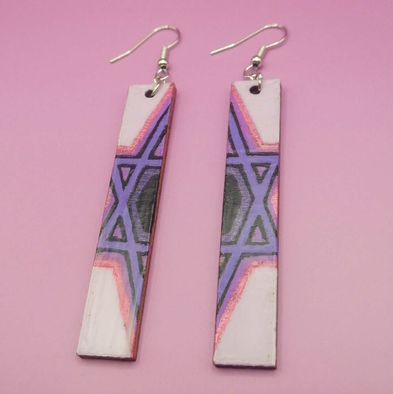 Purple Split Magen David Earrings