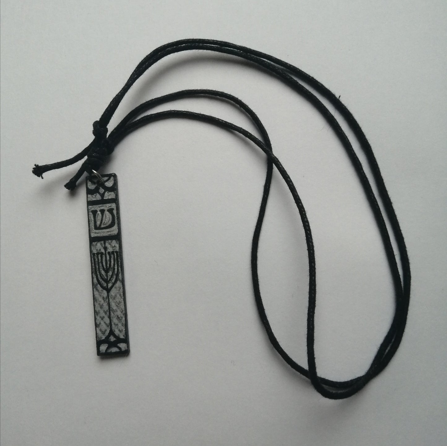 Silver & Black Mezuzah Necklace