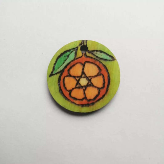 Orange LGBT+ Magen David Pyrography Pendant